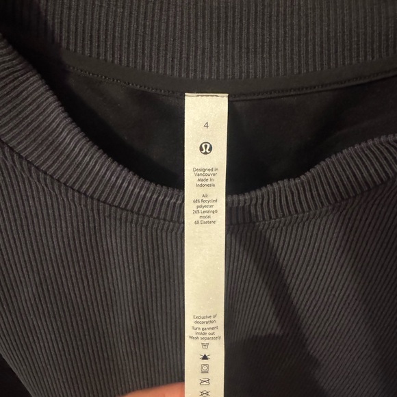 lululemon Women's Perfectly Oversized Ribbed Crop Crew Sweatshirt -Charcoal Gray - Picture 3 of 5